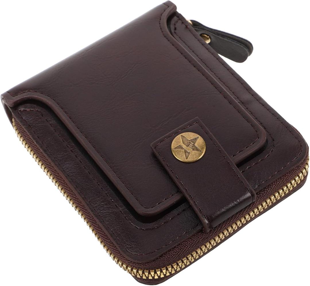 Vintage Style Men S Zipper Wallet Compact Multifunctional Card Holder Business Card Case for Men with Coin Pocket Retro Design for Casual and Professional Use