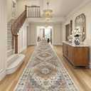 Madane 3x20 Hallway Runner Rug - Extra Long Carpet Runners for Hallways 20ft Non Slip Stain Resistant Rugs Runner for Living Room Bedroom 20 Feet Distressed Floor Carpet for Kitchen, Turmeric/Grey