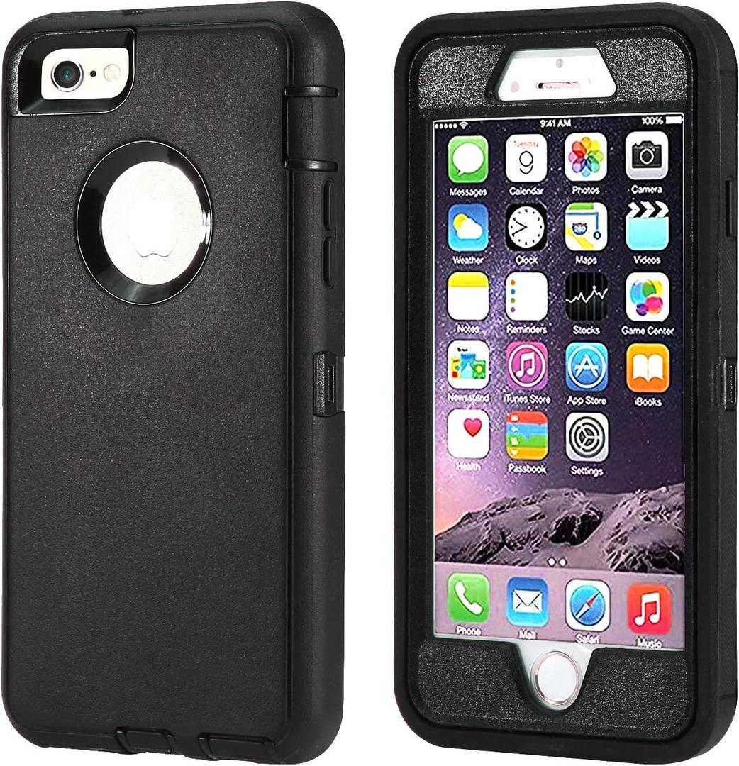 Annymall Case Compatible for iPhone 8 & iPhone 7, Heavy Duty [with Kickstand] [Built-in Screen Protector] Tough 4 in1 Rugged Shorkproof Cover for Apple iPhone 7 / iPhone 8 (Black)