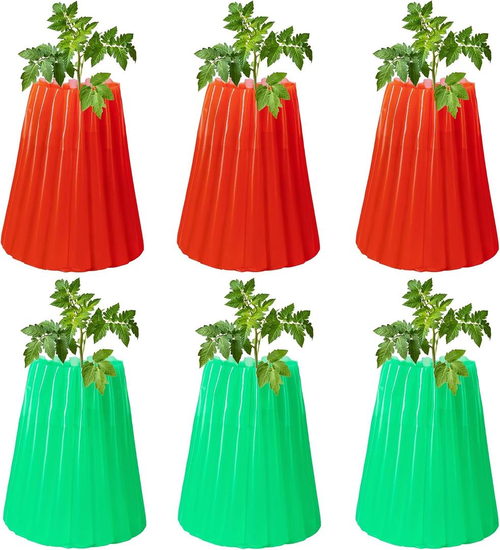 6 Pack Wall of Water Plant Protectors 18.3 x 18.3 Inch Reusable Walls of Water for Tomato Plants Early Season Insulating Plant Protector for Outdoor Winter Freeze Protection