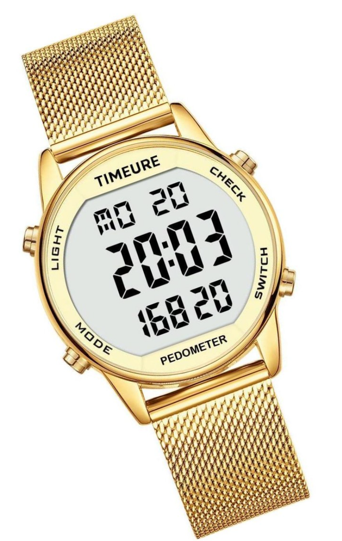 Women's Step Counter Pedometer Watch with Stainless Steel Bracelet, Stylish Design, No App, No Charging Needed for Step, Calorie, Distance, Alarm, Countdown Timer, TU-2401