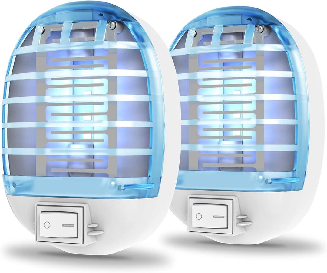 2 Pack Bug Zapper Indoor, Electronic Mosquitoes Killer Zapper with Blue Lights for Living Room, Baby Room, Kitchen, Bedroom(0620)