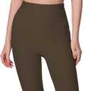 High Waisted Leggings for Women - Fold Over Tummy Control Yoga Leggings Compression Workout Athletic Gym Pants (Brown, L)