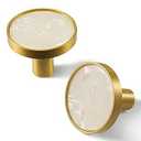 SAILANKA 2 Pack Natural Shells Cabinet Knobs Pulls Drawer Knobs Hanging Hooks Brass Furniture Dresser Kitchen Hardware Pulls Knobs Handle, White Shell, M