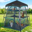 Cat Enclosure Kitten and Cat Tower Tent for Indoor and Outdoor,3 Tier Cat Cage Inside, X-Large Outdoor Catio,Portable and Foldable,Two Doors Design can Assemble More Shapes (Patented)-Blue Trim