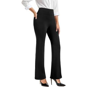 SEMARO Womens Bootcut Dress Pants High Waist Stretchy Flare Work Pants Business Office Pull on Slacks with Pockets (Small, Black)