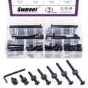 Swpeet 84Pcs Black M6  20/30/40/50/60/70/80mm Crib Hardware Screws Kit, Hex Socket Head Cap Cribs Baby Bed Bolt and Barrel Nuts with 1 x Allen Wrench Perfect for Furniture, Cots, Cribs Screws