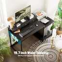 SINPAID 47 inch Computer Desk with Printer Shelf, Gaming Desk with Monitor Stand and Drawers, Reversible Home Office Desk with Storage Shelves and 2 Hooks, Home Workstation for Study Writing, Black