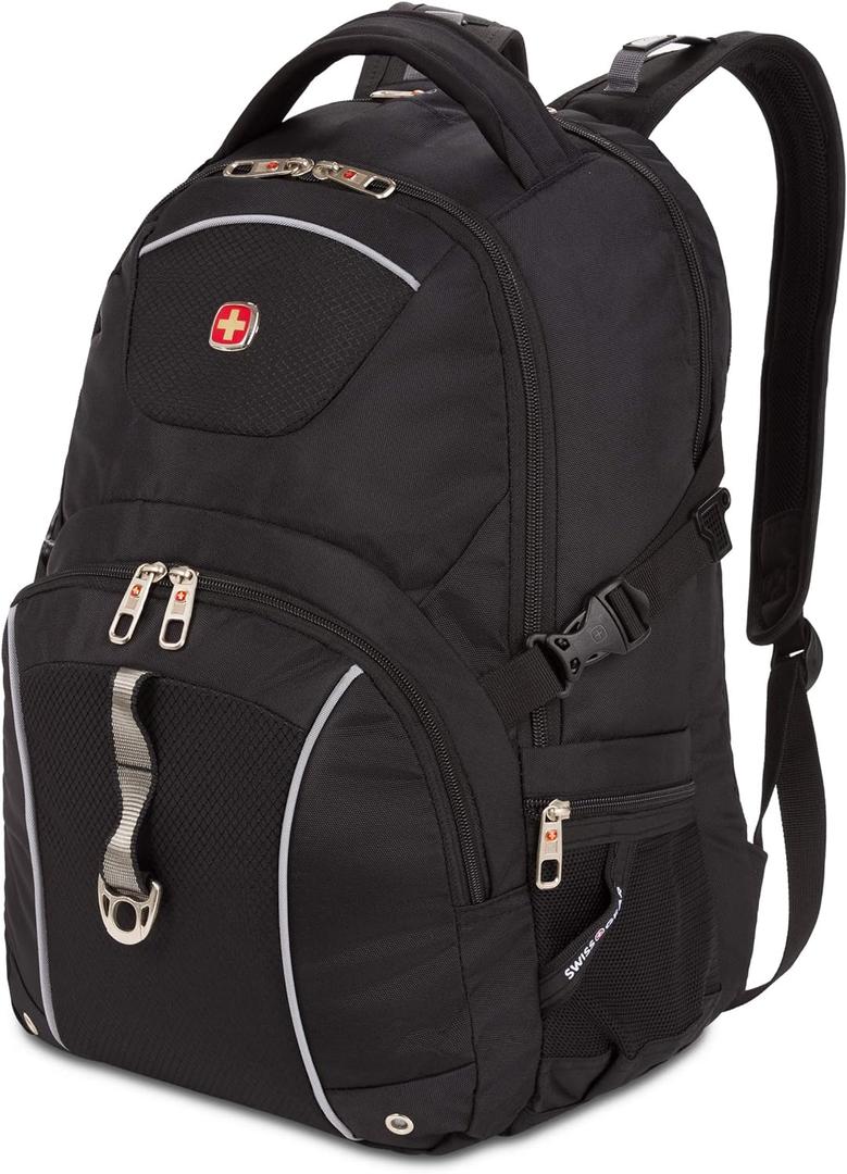SwissGear 3258 Laptop Backpack, Fits Most 17 Inch Laptops, Secure Computer Sleeve for Travel, Work, School, Men's and Women's - Black, 18.5-inch
