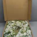 White Faux Silk Flower Spring Summer Easter Wreath 24-26" for Front Door  Anemone Daisy Tagetes Erecta Green Eucalyptus and Fern Leaves  Farmhouse Front Porch Wreath, Outdoor Indoor Use