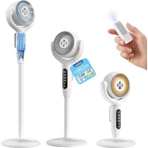 12000mAh Battery Powered Air Circulator Fan, 3-in-1 Height Adjustable Floor/Table/Desk Oscillating Pedestal Fan with LED Light, 20dB Quiet Cordless Rechargeable Cooling Fan for Bedroom Outdoor
