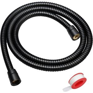 Shower Hose Extra Long 59 Inches Handheld Shower Head Hose with Brass Insert and Nut - Durable and Flexible - Black