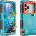 Underwater Phone Case for Snorkeling, [50ft/15M] Diving Professional Waterproof Phone Case for iPhone 17-7 Pro/Pro Max/Plus/Mini, Galaxy S10-S25 Plus/Ultra, A21-A56(NOT for Multi-folding Screen)[Blue]