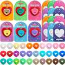 Valentines Day Gifts 30pcs Mini 3D Printed Heart Set with Metal Chain, Classroom Valentines & Party Favors