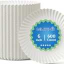 MUCHII 600 Count 6 Inch Paper Plates, White Uncoated Disposable Dessert Plates for Snacks, Cake, Candy