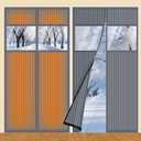 2 Sets Magnetic Thermal Insulated Curtains for 30" X 80" Doors with Clear Window Winter Thicken Quilted Oxford Cotton Door Cover Waterproof Window Attic Blanket for Cold Weather