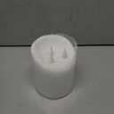 Baquler Large Flameless LED Battery Operated Pillar Candle - 3 Wick 5"x4" Snowy Frosted White Flameless Christmas Fake Candle for Xmas Table Centerpiece Holiday Rustic Indoor Home Decor