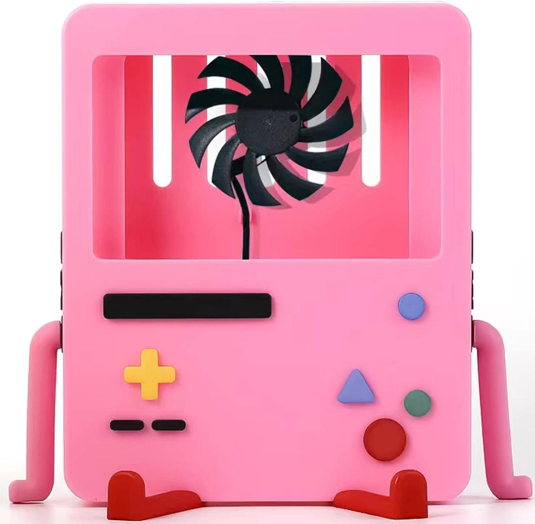 GRAPMKTG Charging Stand with Cooling Fan for Nintendo Switch Accessories Portable Dock Compatible for Nintendo Switch OLED Cute Case Decor Gift Men Women Kids Pink [nintendo_switch,sony_psp]