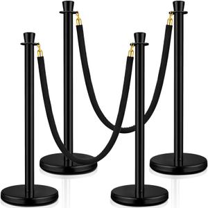 Wesiti 4 Pcs 2026 Wedding Stanchions and Velvet Ropes Set, Black