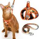 Cat Harness and Leash Set, Step-in Escape Proof Adjustable Vest Harness for Small Medium Large Cats, Lightweight Soft Breathable Reflective Kitten Harness, Easy to Wear for Walking Travel, Camping, S