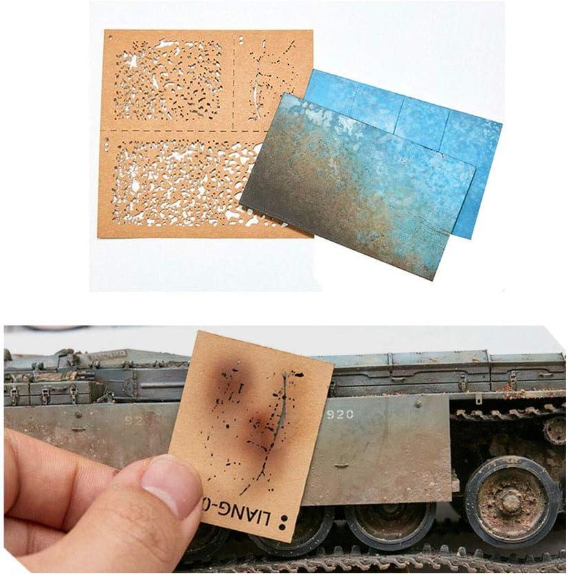 Acxico 1Set DIY Decoration Weathering Airbrush Stencils Tools for 1/35 1/48 1/72 Scale Model