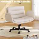 Criss Cross Chair with Flip-Up Arms & Swivel Wheels, Vanity Chair with Adjustable Height & Side Pockets, Comfortable Wide Seat Reclining Computer Office Desk Chairs for Home Office, Make Up, Bed Room