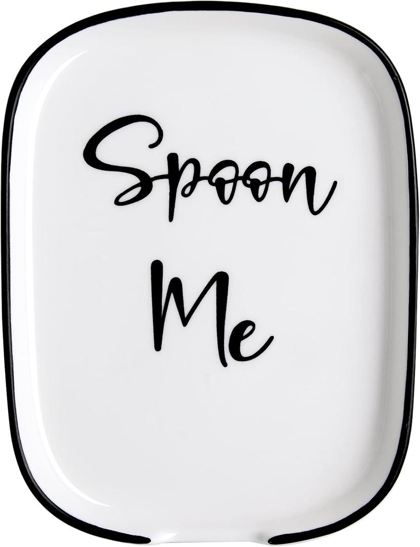 Ceramic Spoon Rest for Stove Top, Large Spoon Holder for Kitchen Counter, White Coffee Spoon Rest, Heat-Resistant Cooking Utensil Rest, Modern Farmhouse Kitchen Decor