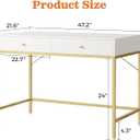 SUPERJARE Vanity Desk with Drawers, 47 inch Computer Desk, Modern Simple Home Office Desks, Makeup Dressing Table for Bedroom - White and Gold
