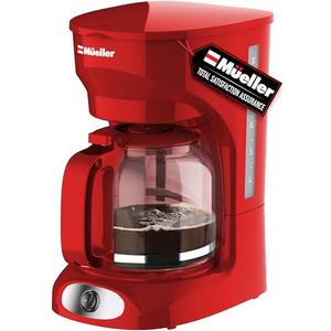 MÜELLERHOME 12-Cup Red Coffee Maker - Perfect for Home or Office, Borosilicate Carafe, Auto-Off, Reusable Filter, Anti-Drip, Keep-Warm Function, Clear Water Level Window, Red Kitchen Accessories, 2 Pack