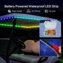 Battery Powered RGB+IC Dream Color Chasing Golf Cart Canopy Roof Lights with Remote, 16.4FT IP68 Waterproof Addressable Golf Cart Light for EZGO Yamaha Club Car, ATV, Truck, Boat, RV, Easy Install