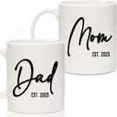 Breezy Valley New Parents Gifts for Couples, New Mom Dad Mugs Est 2025 Cup - Expecting Parents Dad Mom to Be Gifts for 1st First Time, Baby Shower Gender Reveal Gift