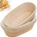 10" Banneton Bread Proofing Basket, Sourdough Proofing Basket Set of 2, Bread Banneton Basket for Professional & Home, Oval Bread Proofing Baskets for Sourdough