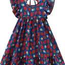 LYXIOF Girl Linen Ruffle Dress Baby Summer Beach Sundress Strawberry 80
