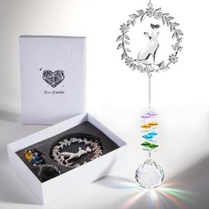 Pet Memorial Suncatcher - Dog Memorial Gifts for Loss of Dog, Cat Bereavement Gifts, Sun Catchers Indoor Window, Crystal Suncatcher for Cat Lovers, Garden Decor, House Decor