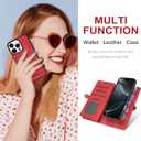 for iPhone 16 Pro Max Wallet Case,Fashionable Faux Leather Wallet Handbag Phone Case,Stylish Crossbody Protection with Card Slots & Anti-Slip Design(Red)