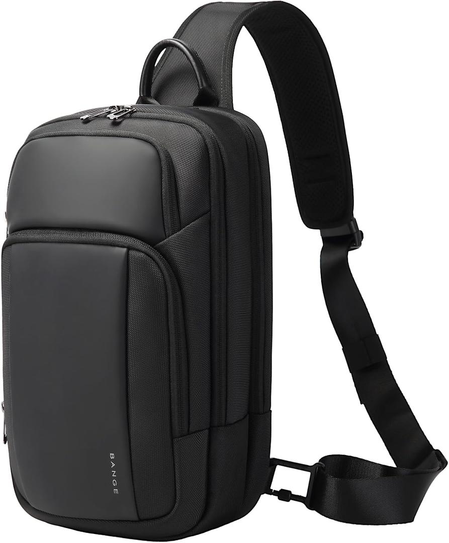 BANGE Sling Bag, Waterproof Shoulder bags with Pad Compartment, Crossbody Backpack for Men