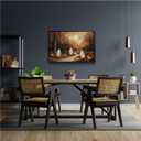 XWNLTEPK Halloween Canvas Wall Art Poster Ghostly Mural on Moonlit Trail Fun Fall Woodland Decor Pumpkin Row Flying Bats Autumn Leaf Decor Perfect for Decorating Home Library Corner (8x12in Black Framed, A08)