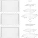 5 Pcs Dessert Table Display Set, Cupcake Stand, 5-Piece White Plastic Party Tray Set with 3-Tier Display, Dessert Tree Tower for Birthday Cady Bar Dcor Weddings, Parties Events
