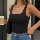 Trendy Queen Women's Double Lined Square Neck Tank Top | Buttery Soft, No-Bra Friendly Slim Fit Crop Cami for Summer Layering & Casual Wear (XL)