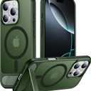 Temdan Magnetic Compatible with iPhone 16 Pro Max Case, [Built-in Invisible Kickstand][Compatible with MagSafe][Military Grade Shockproof] Slim Translucent Matte Phone Case for iPhone 16 Pro Max 6.9" (Green)