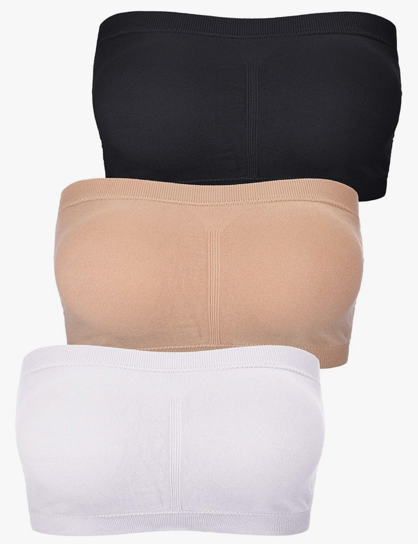 Women Bandeau Bra Padded Strapless Bralette Bra Seamless Bandeau Tube Top, XXL