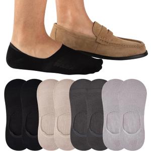 Cooplus 8 Pairs No Show Socks Men Non Slip Low Cut Cotton Invisible Socks for Loafer Flats (2 Pairs Black+2 Pairs Khaki+2 Pairs Dark Grey+2 Pairs Light Grey)