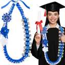 Lyrow 2026 Graduation Money Lei with Cash Holder 48 Inch Extra Long Braided Ribbon Lei DIY Graduation Garland for Cash Gifts Class of 2026 Grad Party Decorations (Blue & White)