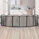 Malier Metal Freestanding Dog Gates with Door, 36'' Height Outdoor Indoor Dog Fences, Extra Wide Foldable Puppy Gate for Stairs (Black, 6 Panels with Door 120''W 36''H)