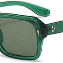 3 x Vintage Square Sunglasses for Men Women Trendy Chunky Rectangle Frame Rivet Design Black Shades UV Protection