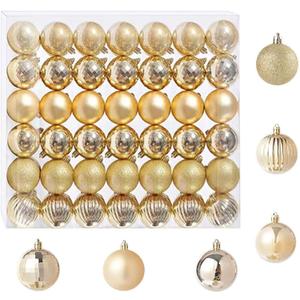 DITK-U 42pcs Glitter Christmas Balls Shatterproof Christmas Tree Baubles Xmas Tree Ornaments Baubles for Xmas Tree Holiday Wedding Party Decoration(Gold)