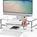 Acrylic Monitor Stand Riser Acrylic Laptop Stand Clear Computer Stand Laptop Riser with Storage Desk Organizer Accessories for Home and Office