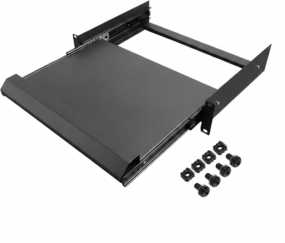 2U Keyboard Tray 12" Depth -Universal 19" Rack Mount Sliding Shelf for Network Equipments Server Rack or Cabinet