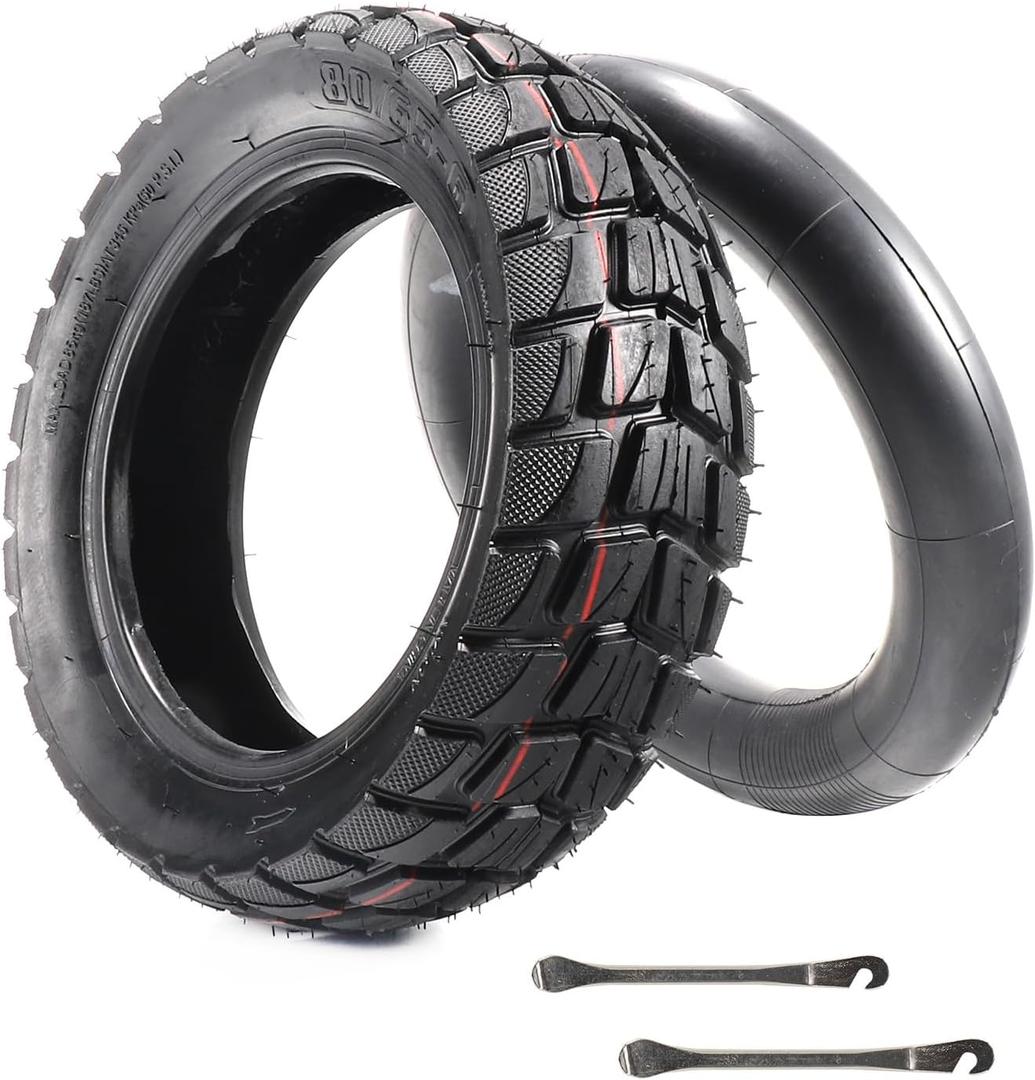 80/65-6 scooter tire off Road10in Tires Inner Tubes Replacement Thickened Pneumatic Tyres 255x80 10x3.0 Compatible with Electric Scooter Nanrobot D4/D6+ 2.0