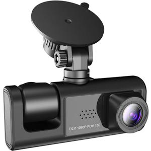 Shkalacar Dash Cam Front & Inside & Rear Camera, 1080P DVR Car Dashboard Camera with Night Vision 2 Inch Screen Dashcam Support Night-Vision Loop Recording One-Key Lock